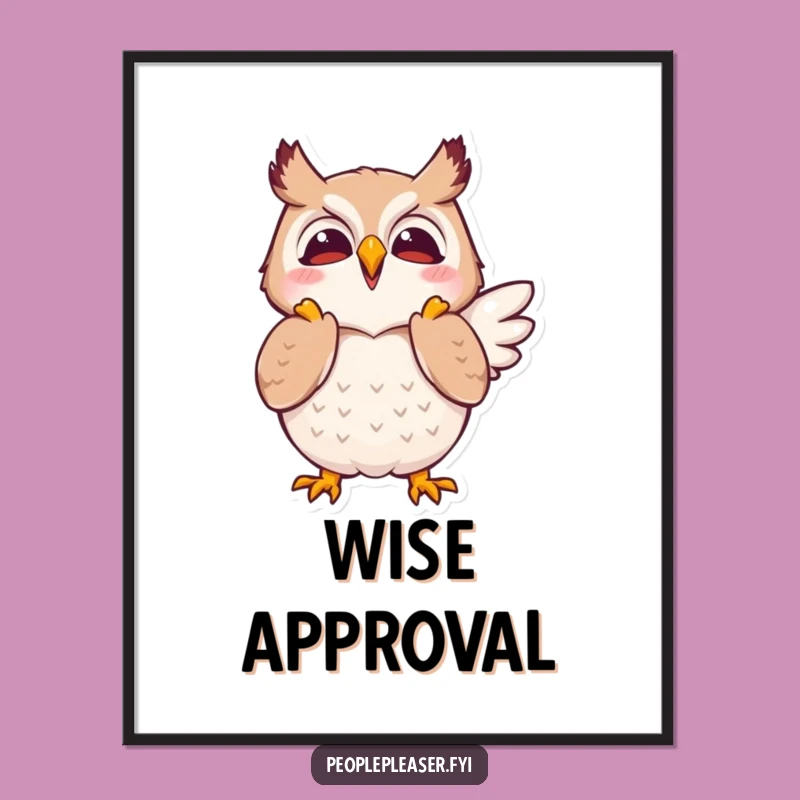 Funny Owl Clapping Wings Poster - Vibrant Wall Art, Perfect Funny Gift