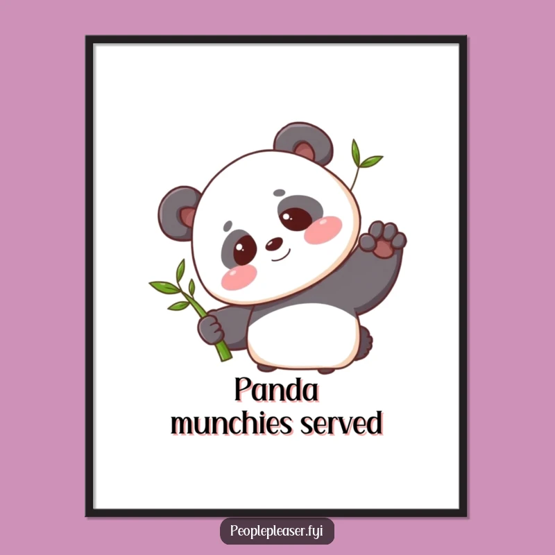 Funny Panda Bamboo Poster: Sweet Wall Art for Animal Lovers