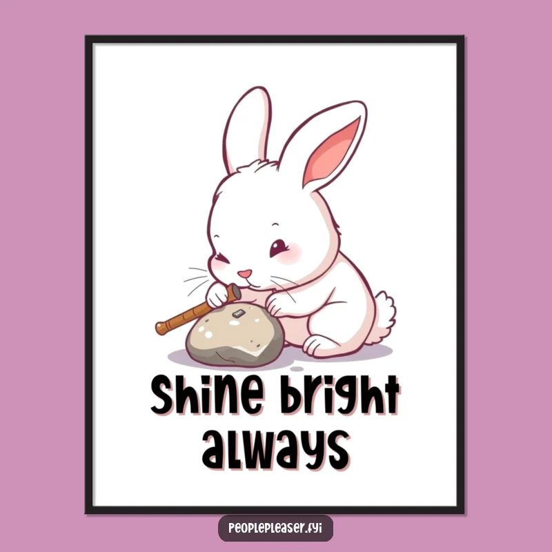 Funny Rabbit Polishing Poster: Detailed Wall Art & Hilarious Gift
