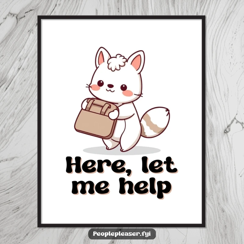 Funny Poster: A helpful animal character carrying a large bag, representing friendship and support.