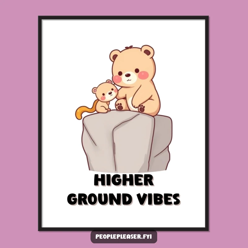 Funny Bear Helping Poster: Inspiring Wall Art - A Funny Gift