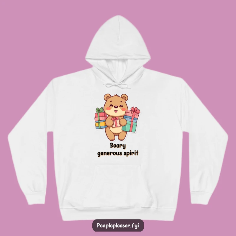 Funny Bear Gift Hoodie: Cozy Bear with Presents, Ultimate Funny Gift for Warmth!