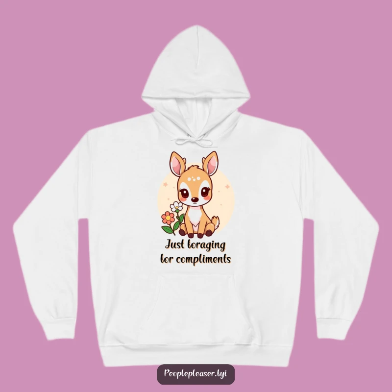 Cozy Funny Deer Hoodie: Adorable Flower Offering for a Warm, Humorous Feel