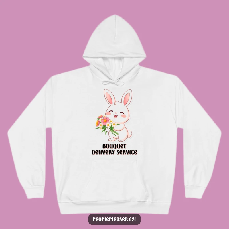 Funny Cheerful Bunny Flower Hoodie - Cozy Spring Bunny Gift
