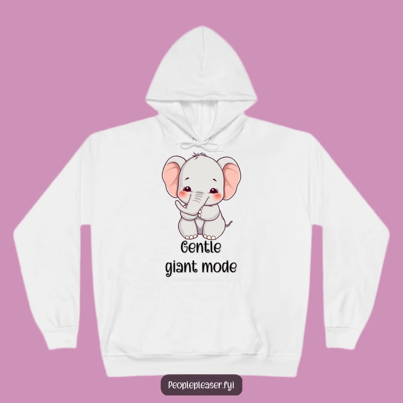 Cozy Funny Kawaii Elephant Hoodie, Warm Embrace, Comforting Humor Gift