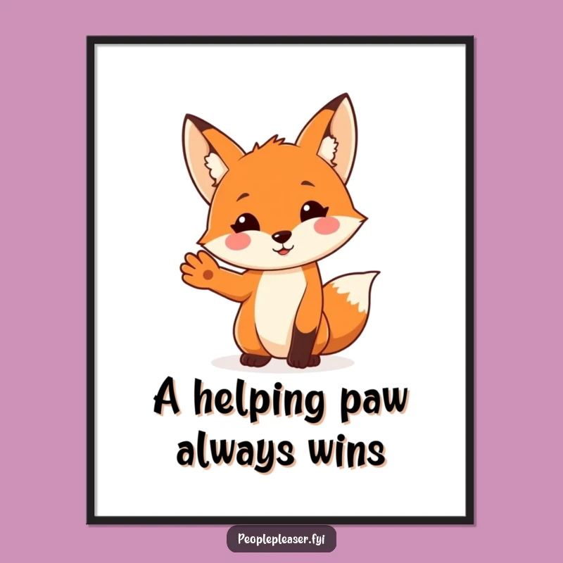 Helpful Fox Helping Paw Free Printable Wall Art, Funny Downloadable Gift Decor