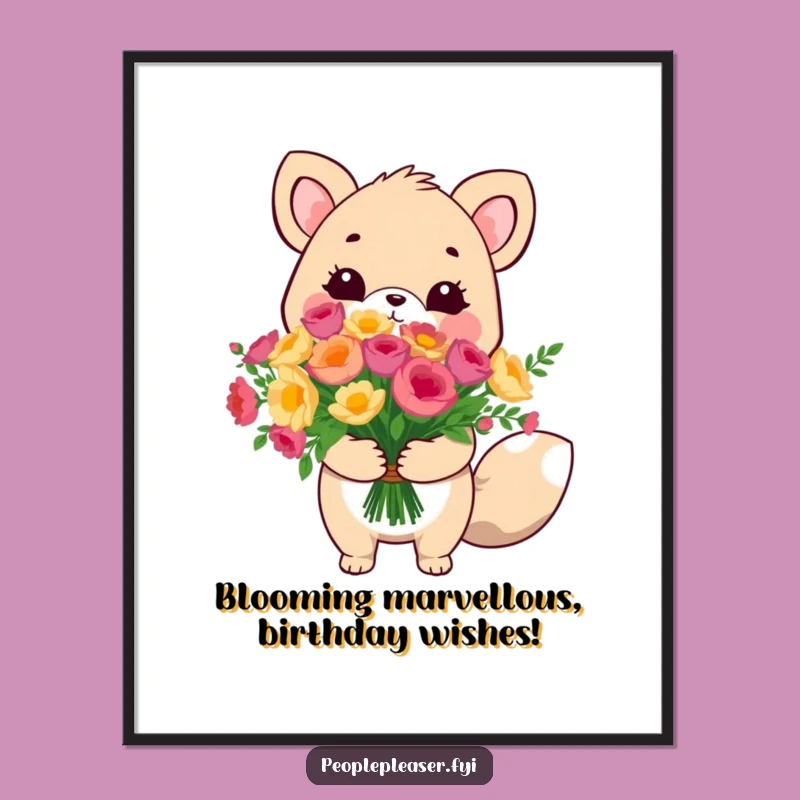 Cute Animal Free Printable Wall Art: Bouquet downloadable art gift!