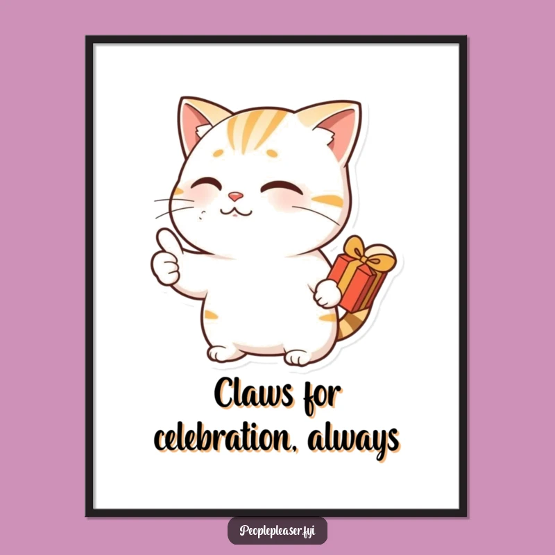 Funny Free Printable Wall Art: Nodding Cat Thumbs Up Gift, Quirky Downloadable Decor