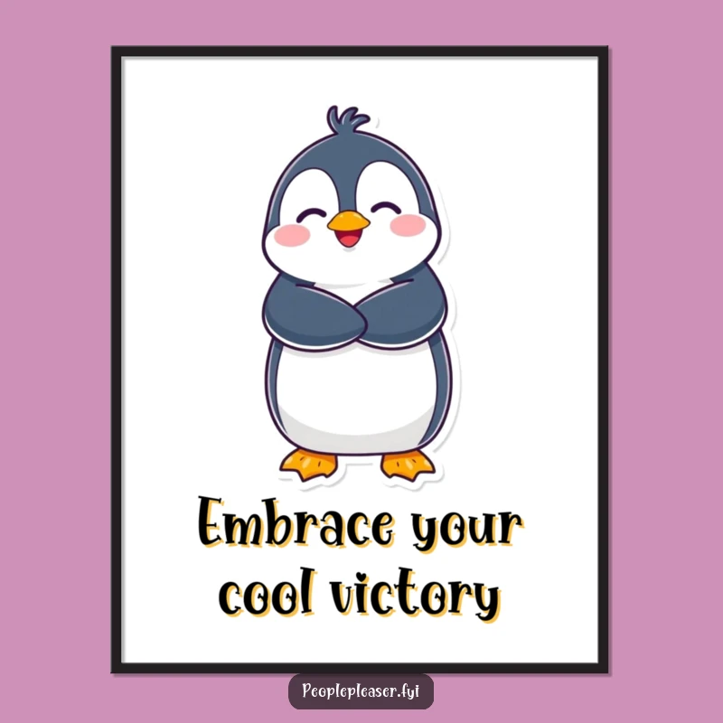 Delighted Penguin Hug Free Printable Wall Art, Cozy Downloadable Gift Decor