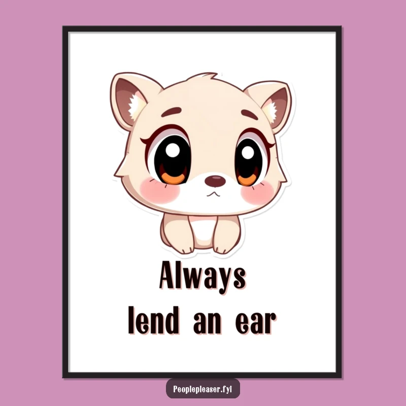 Free Printable Funny Wall Art: Big-Eyed Animal Listener for a Whimsical Home Decor