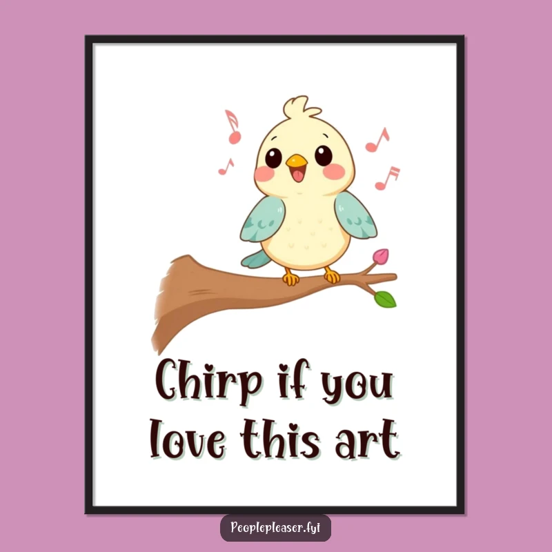 Free Printable Kawaii Bird Art: Cheerful Melody Amusing Downloadable Decor
