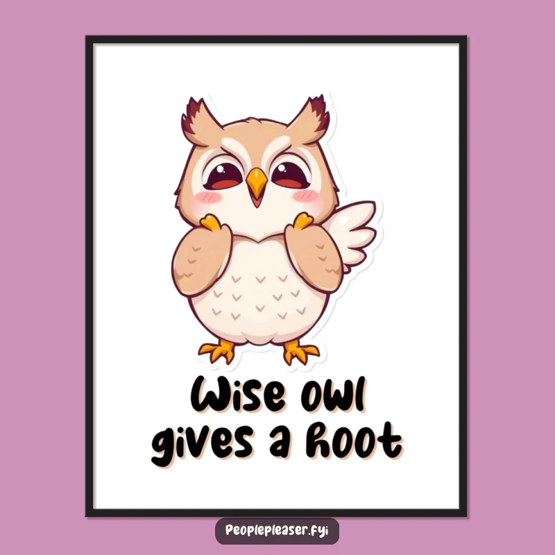 Free Printable Owl Wall Art: Clapping Wings Approval Downloadable Art Print