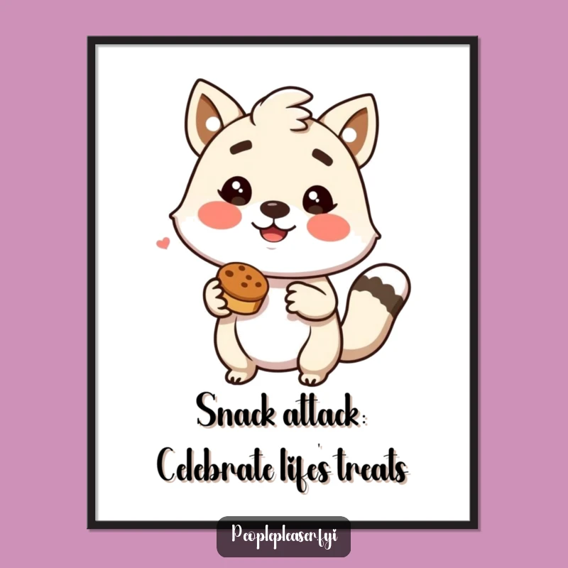 Funny Free Printable Wall Art: Enthusiastic Animal Offering Food - Quirky Downloadable Decor