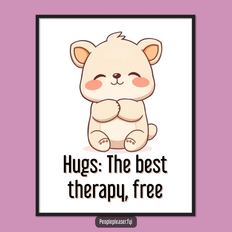 Funny Free Printable Wall Art: Gentle Animal Hug - Downloadable Decor
