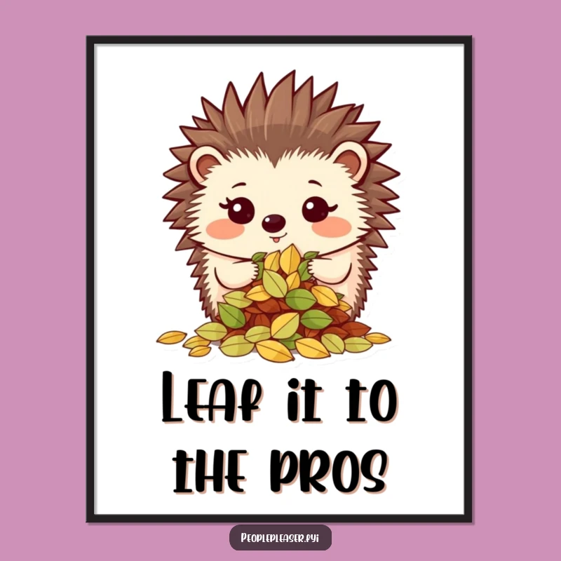 Funny Free Printable Wall Art: Hedgehog Leaves - Quirky Downloadable Decor for Nature Lovers!