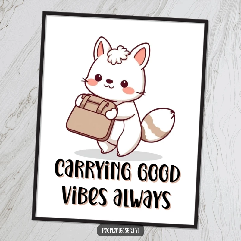 Funny Free Printable Wall Art: A helpful animal character is depicted carrying a large bag for a friend with a cheerful demeanor.
