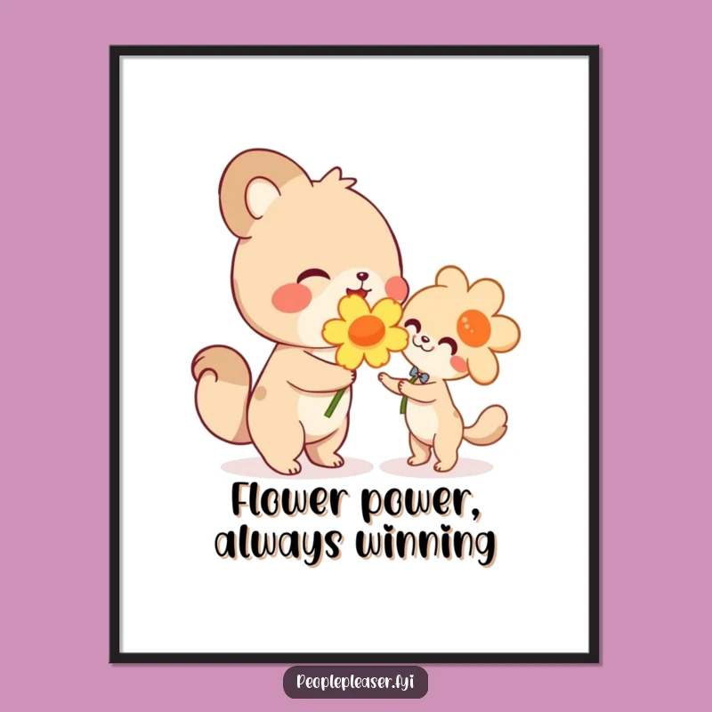 Funny Free Printable Wall Art: Joyful Flower Gifting Animal Art, Humorous Decor