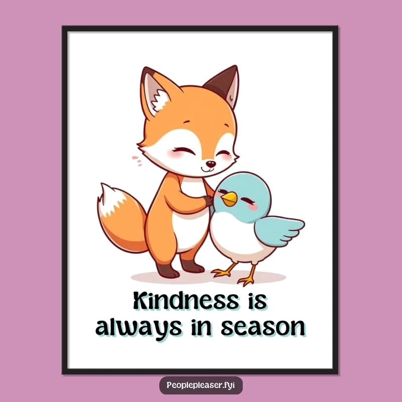 Funny Free Printable Wall Art: Fox Helps Bird - Whimsical Downloadable Art for Home