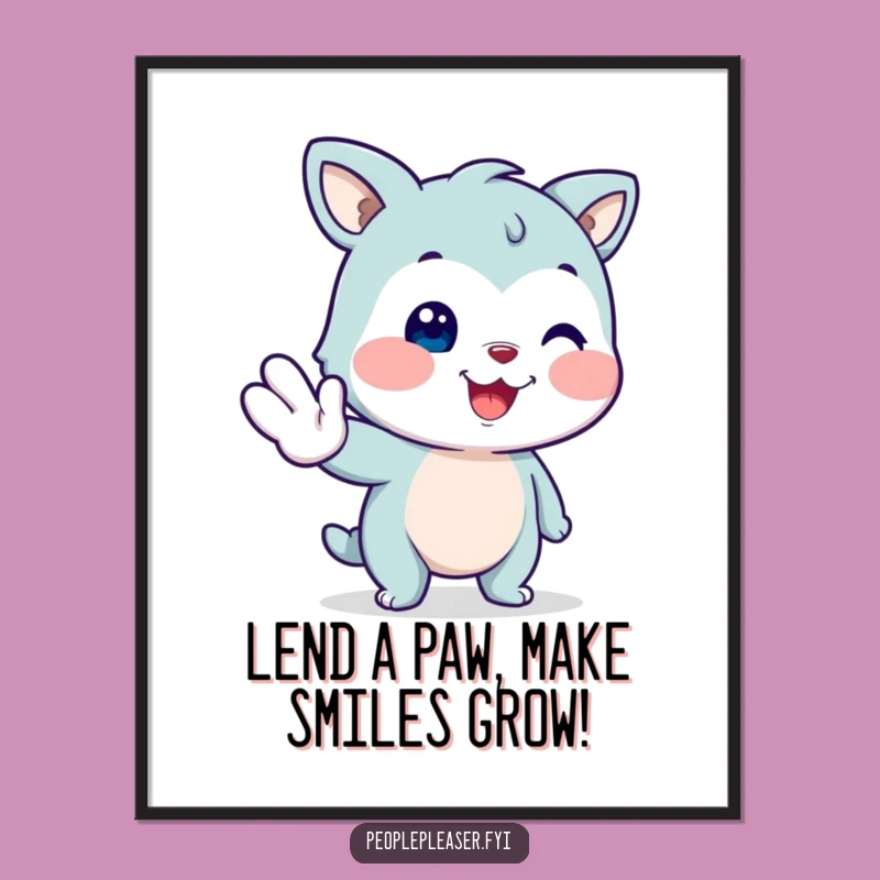 Friendly Animal Free Printable Wall Art: Helping Hand downloadable art gift!