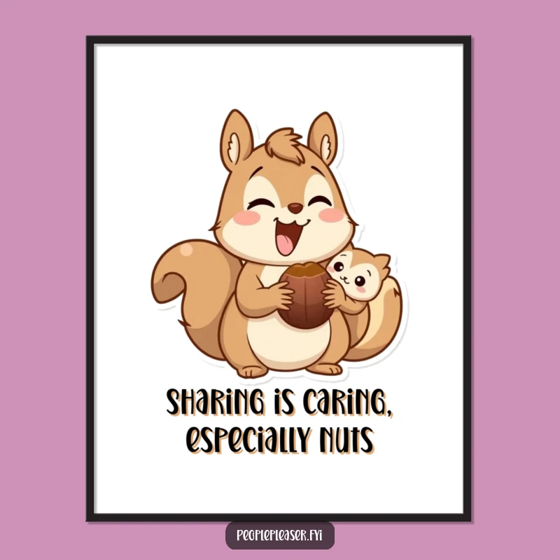 Free Printable Squirrel Sharing Wall Art - Funny Downloadable Decor for Nature Lovers
