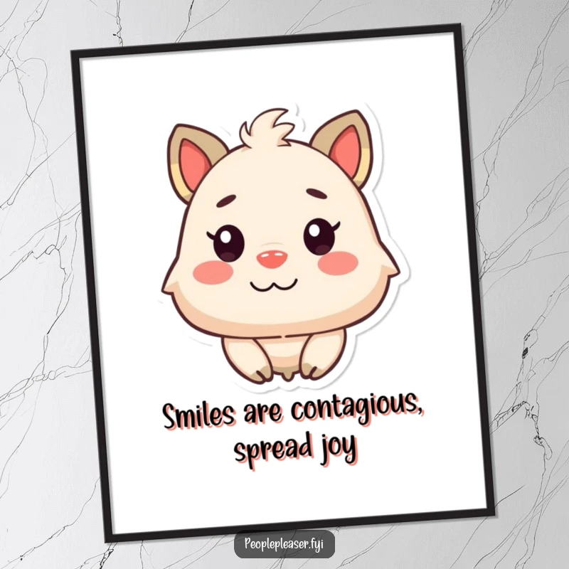 Funny Free Printable Wall Art of a gleeful animal character observing a brightly happy face, radiating positivity and joy.