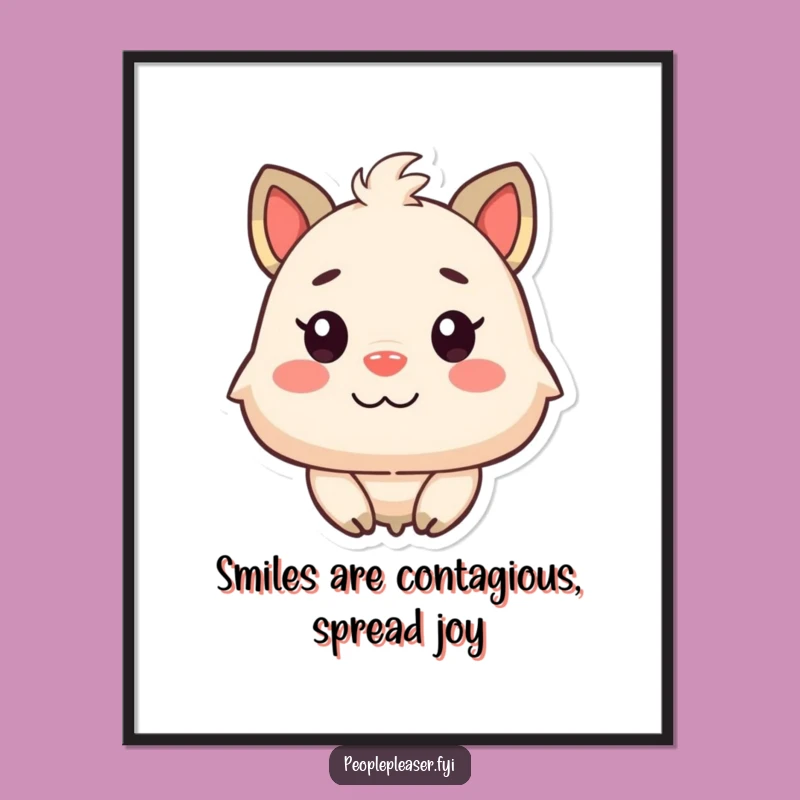 Funny Free Printable Wall Art: Happy Face Animal - Downloadable Decor