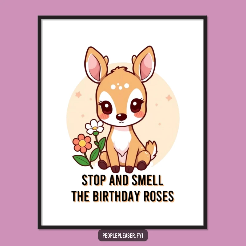 Funny Free Printable Wall Art: Sweet Deer Flower Offering Downloadable Art for Your Wall