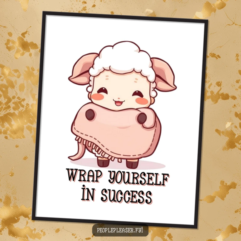 Funny Free Printable Wall Art: A cheerful sheep with a contagious giggle offers a luxuriously cozy blanket.