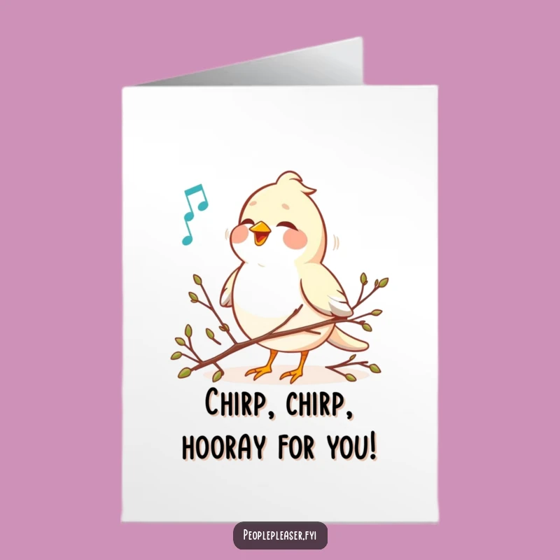 Free Printable Bird Birthday Card: Cheerful Songbird Twig Arranger Funny Card Download