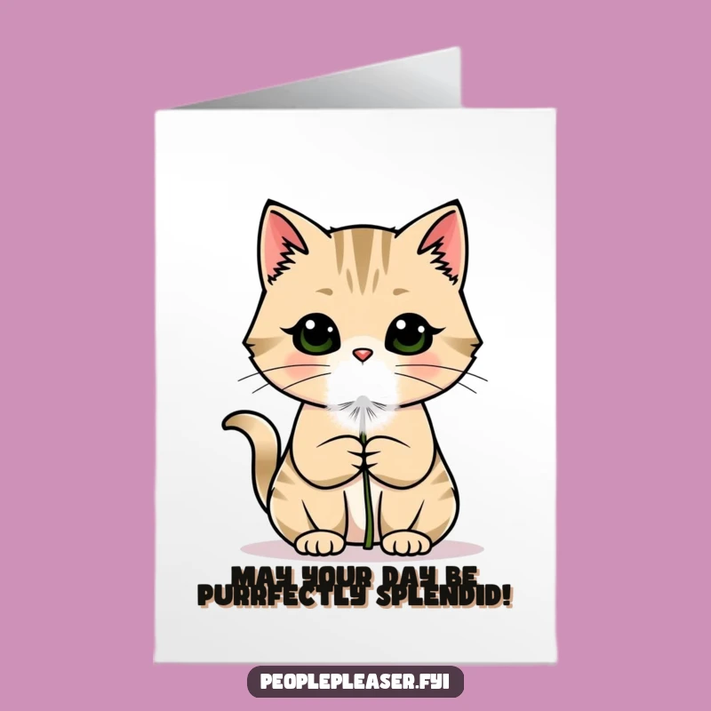 Free Printable Birthday Card: Funny Cat Dandelion Gift, Printable Card for Laughs