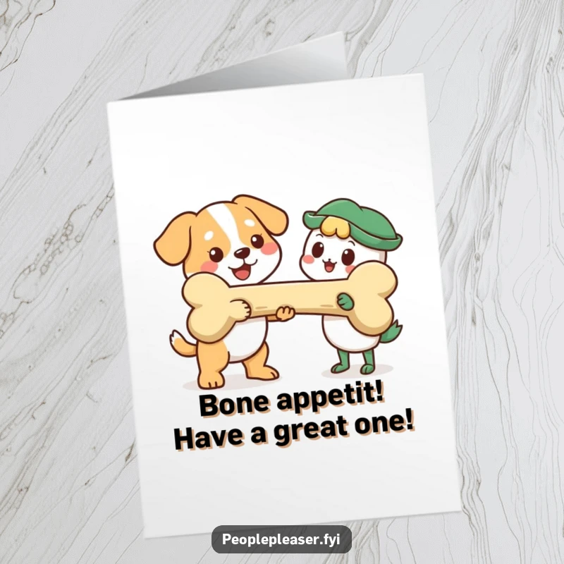 Funny Free Printable Birthday Card featuring a cheerful dog offering a giant bone, perfect for dog lovers. Instant download.