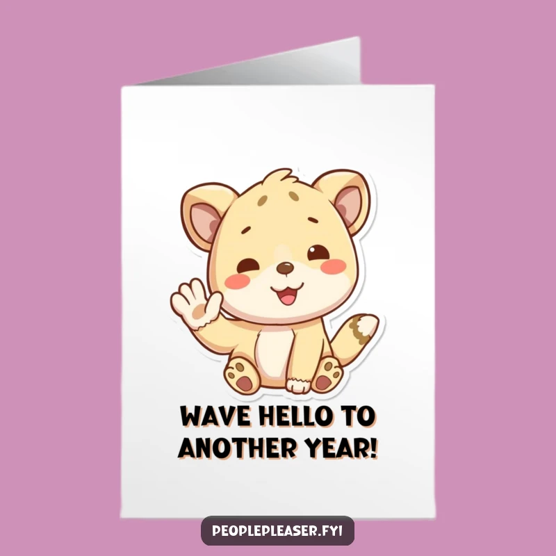 Free Printable Birthday Card: Playful Animal Waving, Funny Downloadable Greeting