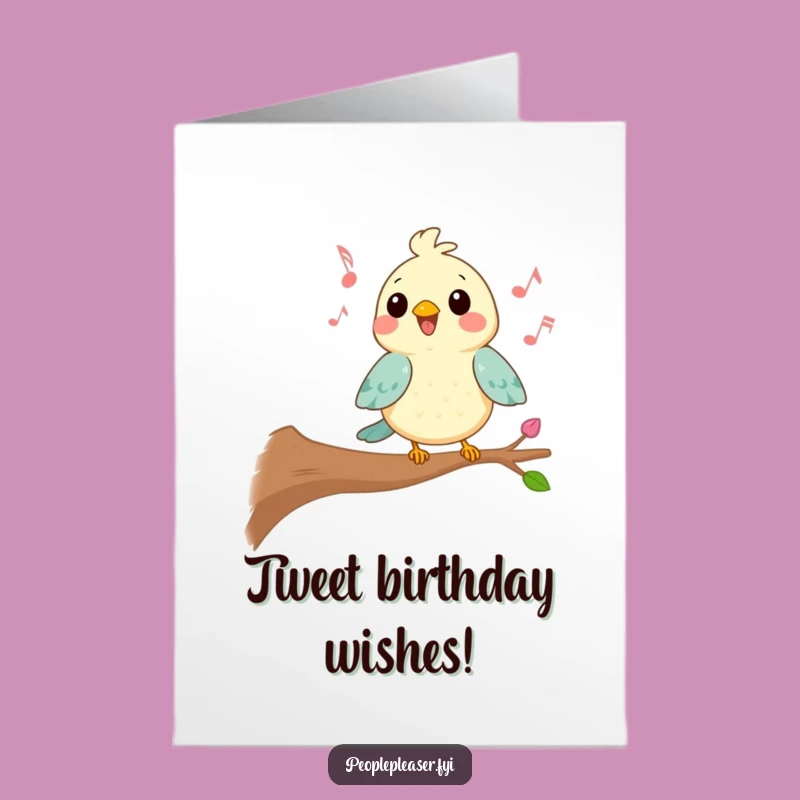 Free Printable Kawaii Bird Birthday Card: Cheerful Songbird Download for Joyful Celebrations