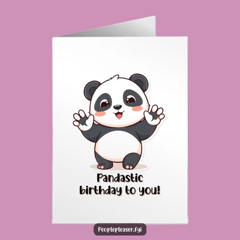 Free Printable Waving Panda Birthday Card - Funny Downloadable Gift for Panda Lovers