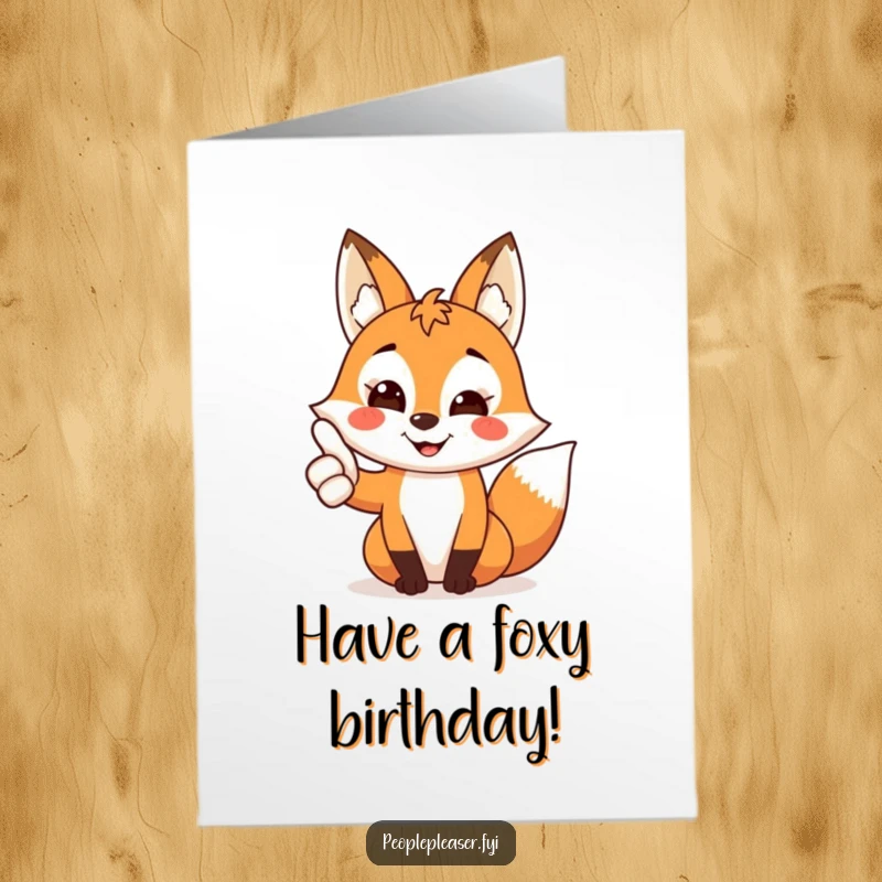 Funny Free Printable Birthday Card: A friendly fox gives a big thumbs up with a huge smile.