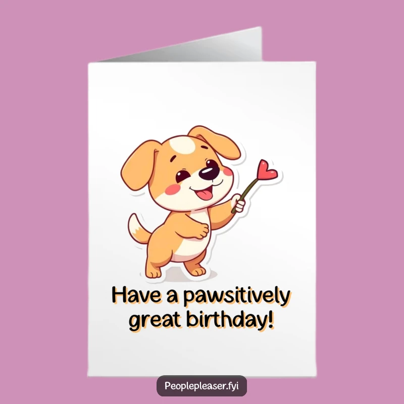 Free Printable Birthday Card: Playful Dog Stick - Funny Downloadable Gift for Dog Lovers!
