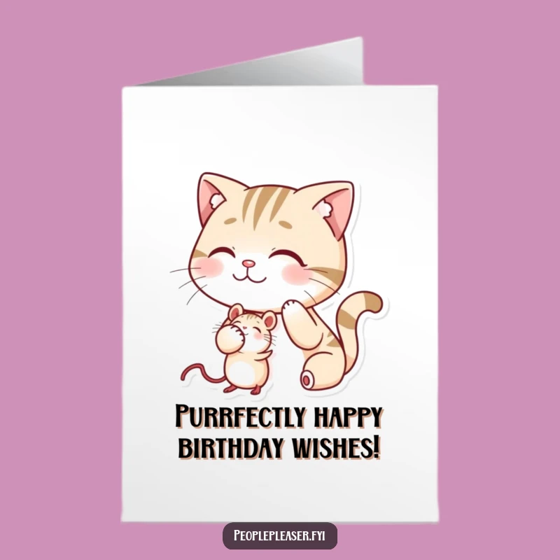 Free Printable Birthday Card: Cat & Mouse Pals, Hilarious Downloadable Gift for Fun