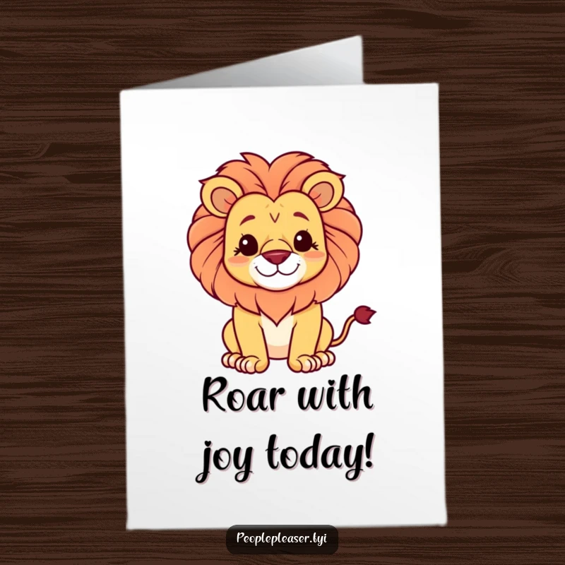 Funny Free Printable Birthday Card: a proud lion character with a gentle smile wishes a happy birthday.