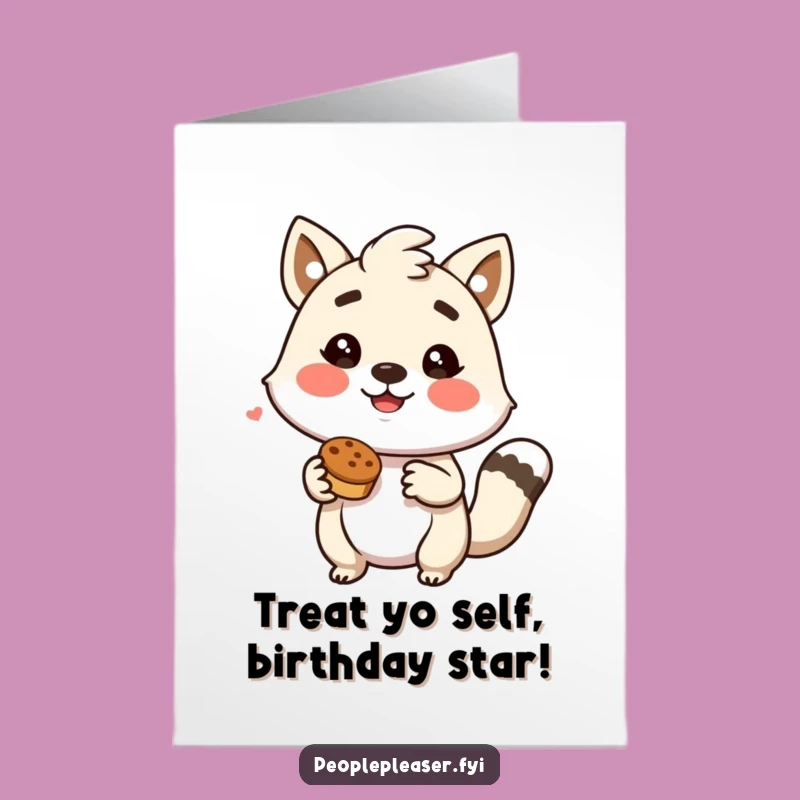 Funny Free Printable Birthday Card: Enthusiastic Animal Offering Treat - Instant Download Gift