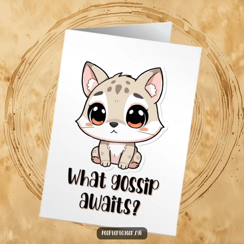 Funny Free Printable Birthday Card: Curious animal character listening intently with big ears, a nosey and humorous downloadable greeting.