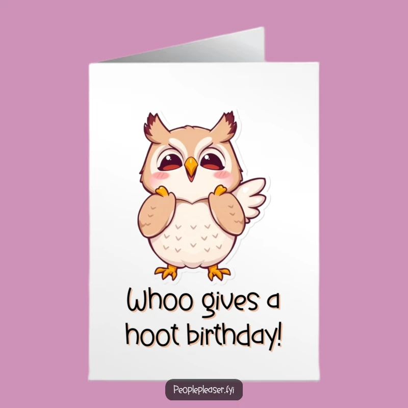 Free Printable Owl Birthday Card: Clapping Wings Humor Downloadable Gift