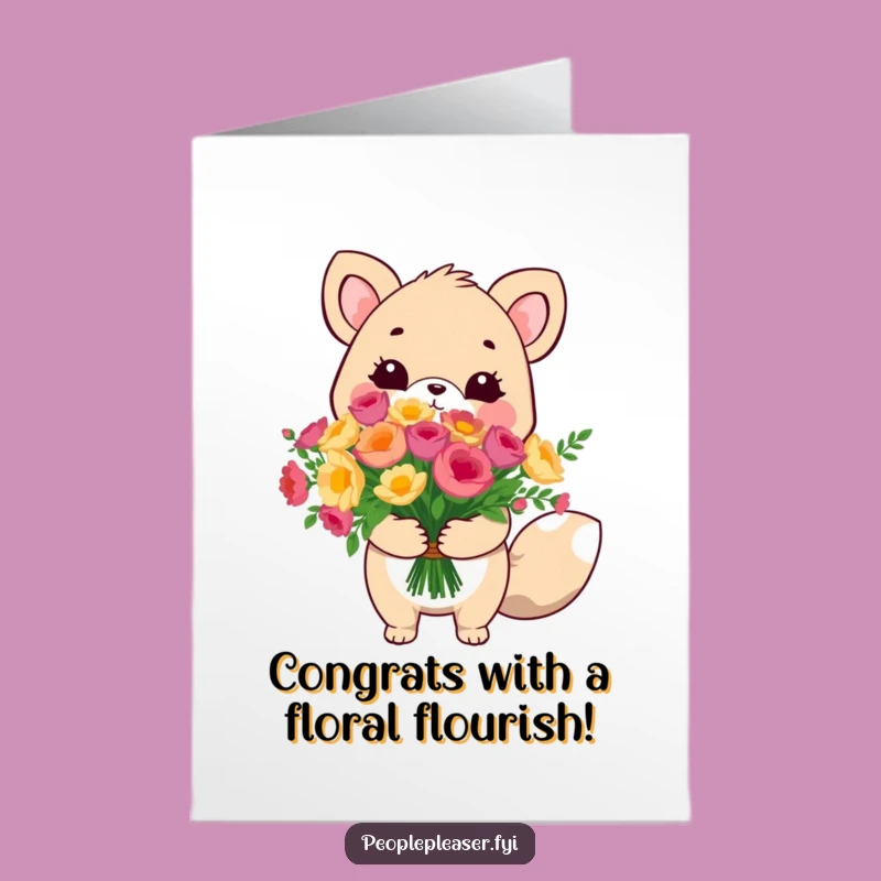 Adorable Animal Free Printable Congrats Card: Flower Gift downloadable gift!