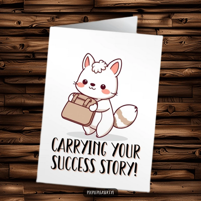 Funny Free Printable Congratulations Card: A helpful animal character carries a large bag for a friend, symbolizing unwavering support.