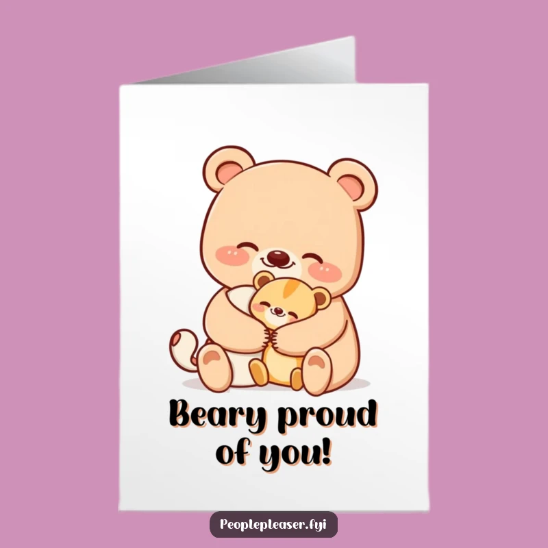 Free Printable Congrats Card: Bear Hug for Your Wonderful Achievement