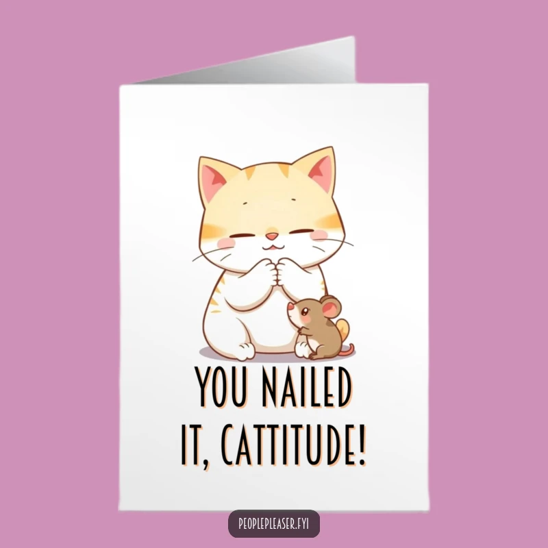 Free Printable Congrats Card: Cat Mouse - Adorable Downloadable Gift for Little Victories!