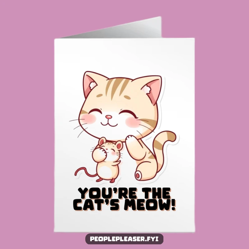 Free Printable Congrats Card: Cat's Gentle Pat, Humorous Downloadable Friendship Gift
