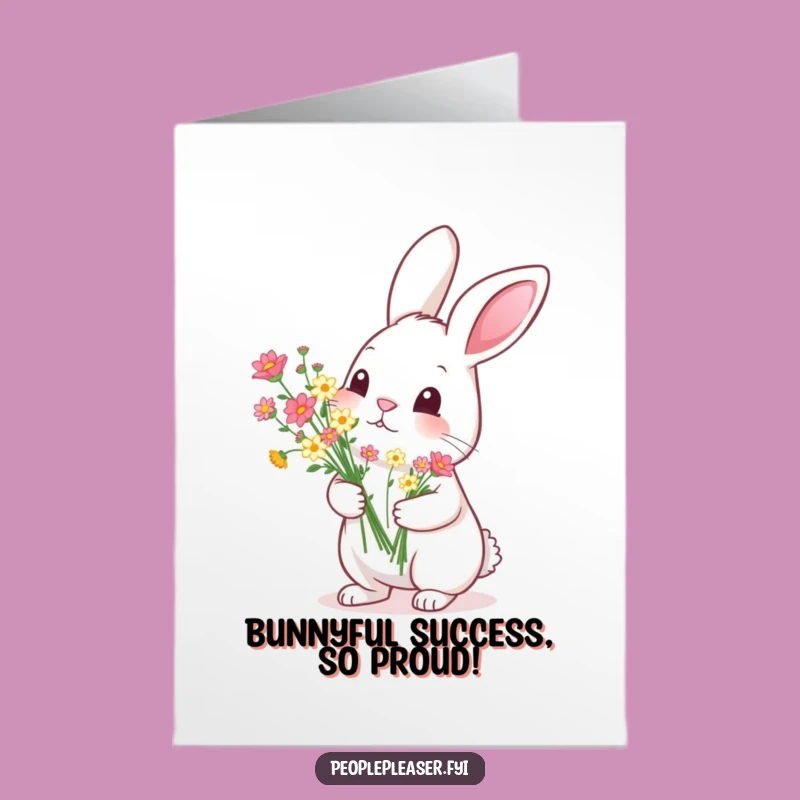 Free Printable Congrats Card: Diligent Rabbit Flower Bouquet Funny Downloadable Gift