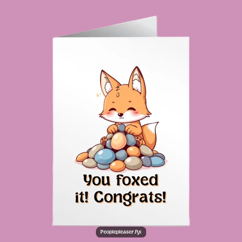 Free Printable Congrats Card: Fox's Shiny Pebbles - Humorous Download!