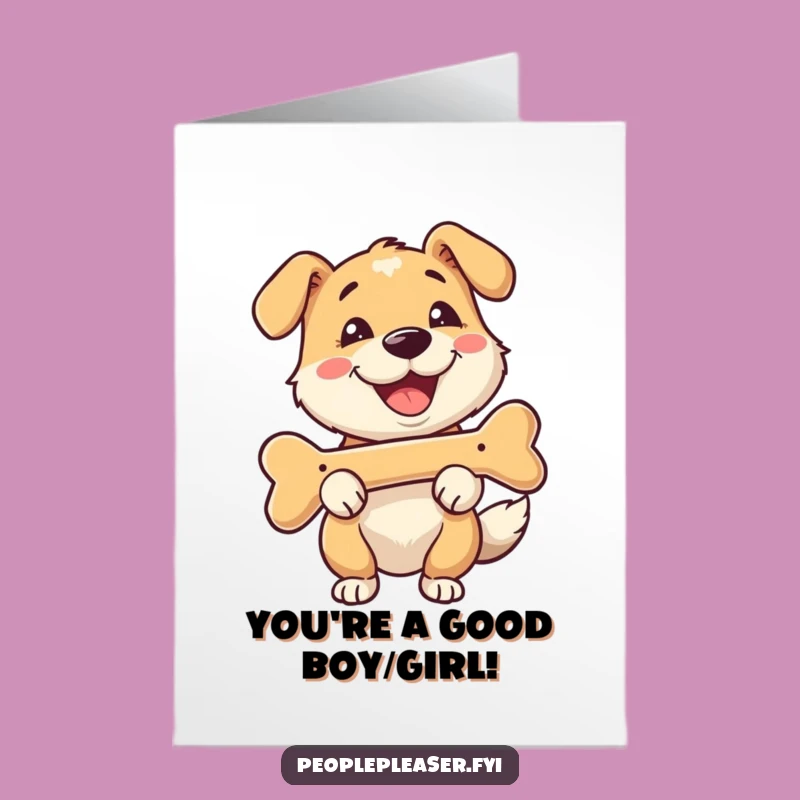 Free Printable Congrats Card: Happy Dog with Bone, Downloadable Celebration Greeting