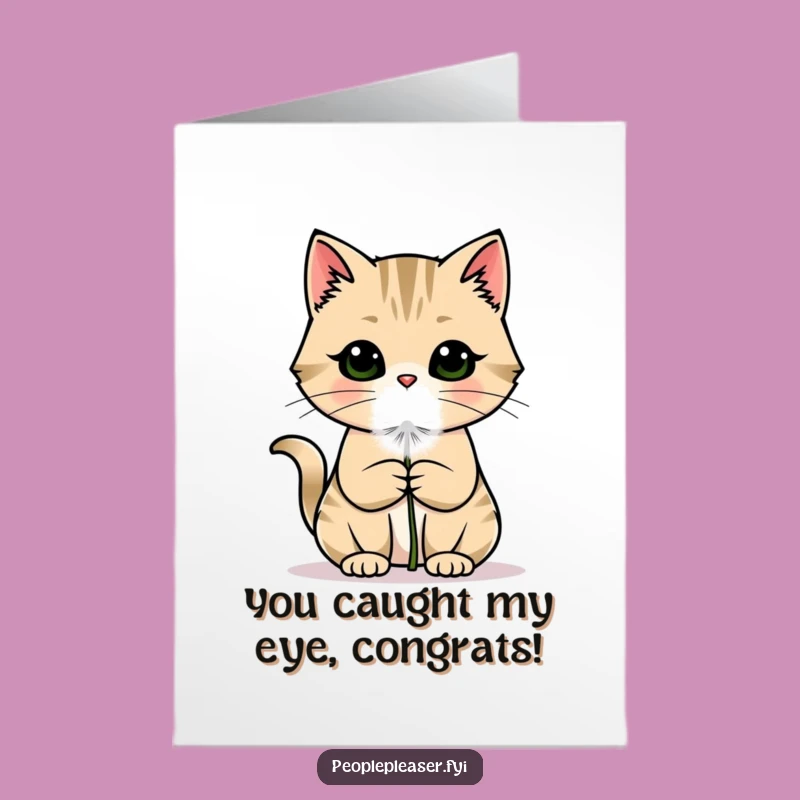Free Printable Congrats Card: Hilarious Cat Dandelion, Unique Downloadable Gift